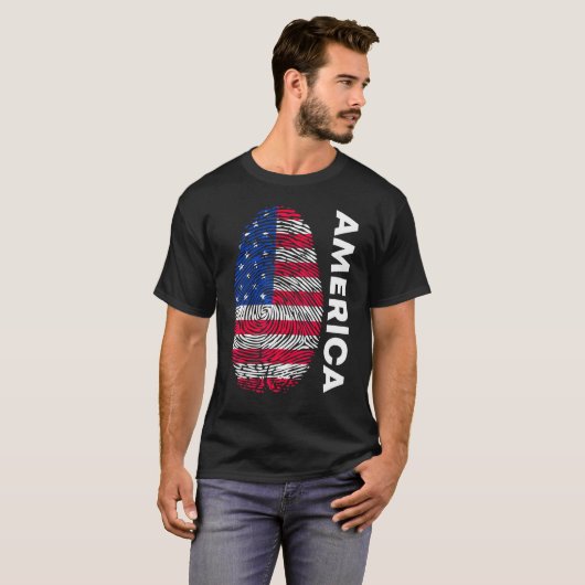 T-shirt American flag as fingerprint motif (Devant entier)