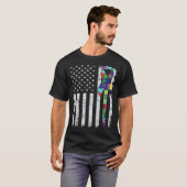 T-shirt American Flag Autism Awareness Teacher Mom Support (Devant entier)