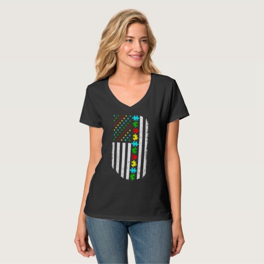 T-shirt American Flag Autism Maman Famille de Sensibilisat (Devant entier)