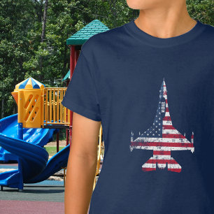 T-shirt American flag avion de chasse avion et nom personn