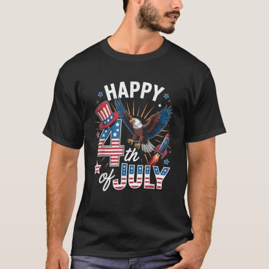 T-shirt American Flag Bald Eagle Patriotic Happy 4th of Ju (Devant)