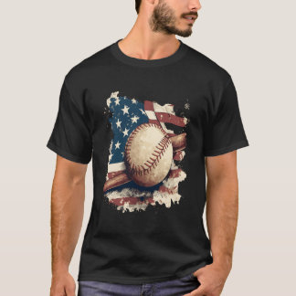 T-shirt American Flag Baseball For Father'S Day