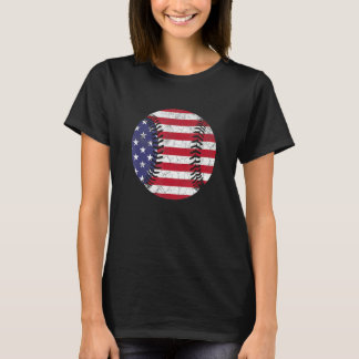 T-shirt American Flag Baseball T Shirt July 4th USA Men Wo
