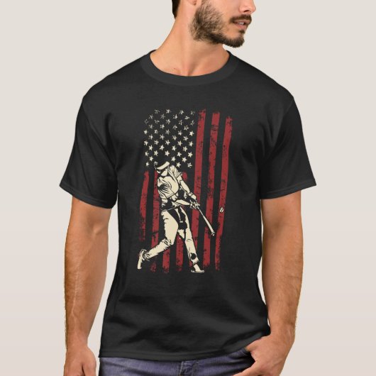 T-shirt American Flag Baseball Team Gift For Men Boys (Devant)