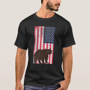T-shirt American Flag Bear T USA Hunter Grizzly Bear Hunti