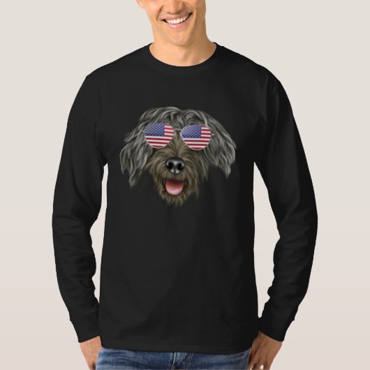 T-shirt American Flag Bergamasco Sheepdog Dog America Pock (Devant)