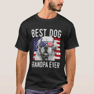 T-shirt American Flag Best Dog Grandpa Ever Clumber Espagn