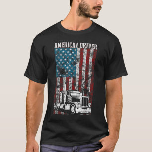 T-shirt American Flag Big Rig Semi-Trailer Truck Driver gi