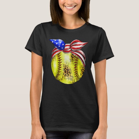 T-shirt American Flag Bnadana Baseball Red White Blue 4th  (Devant)