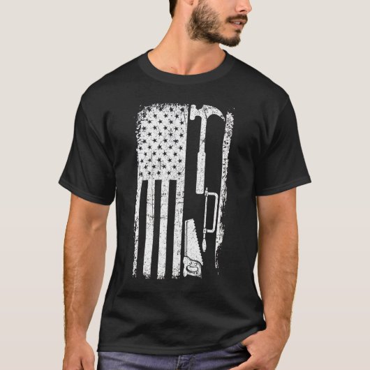 T-shirt American Flag Bois de charpentier (Devant)