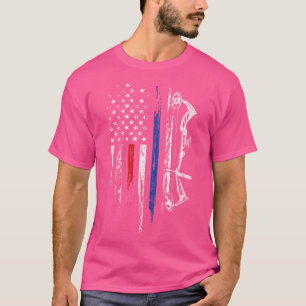 T-shirt American Flag Bowhuning Bow Archery Usa Deer Hunt
