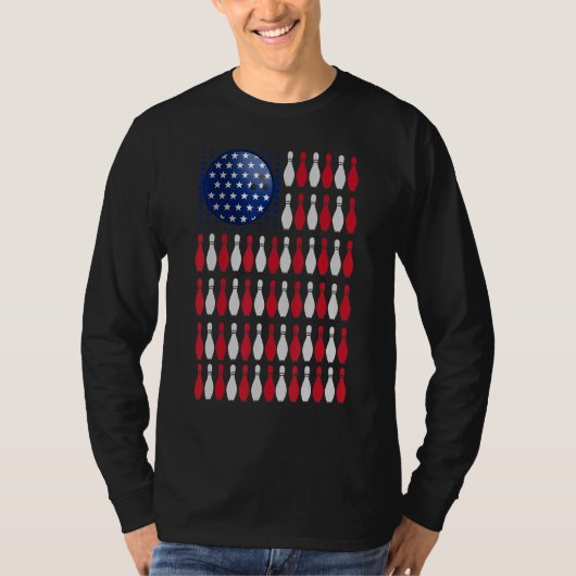 T-shirt American Flag Bowling Bowler Pour Bowling Team (Devant)
