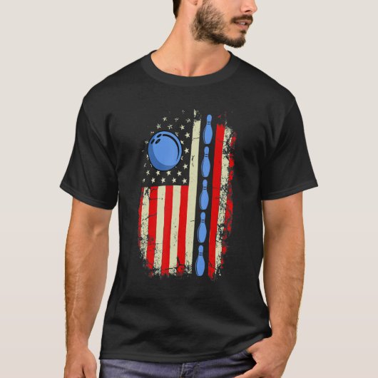 T-shirt American Flag Bowling Bowler Pour Bowling Team (Devant)