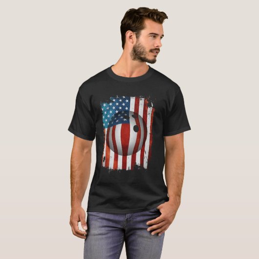 T-shirt American Flag Bowling - Drôle cadeau de chemise (Devant entier)