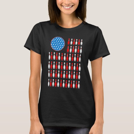 T-shirt American Flag Bowling Funny Bowler (Devant)