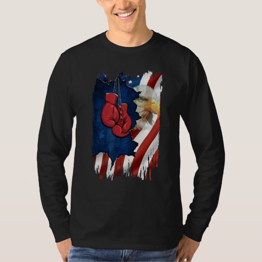 T-shirt American Flag Boxer  Boxing  For Mens 4th July Day (Devant)