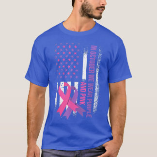T-shirt American Flag Cancer du sein et violence domestiqu