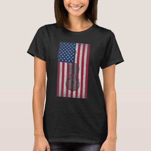 T-shirt American Flag Cello Player Patriotic 4th of July (Devant)