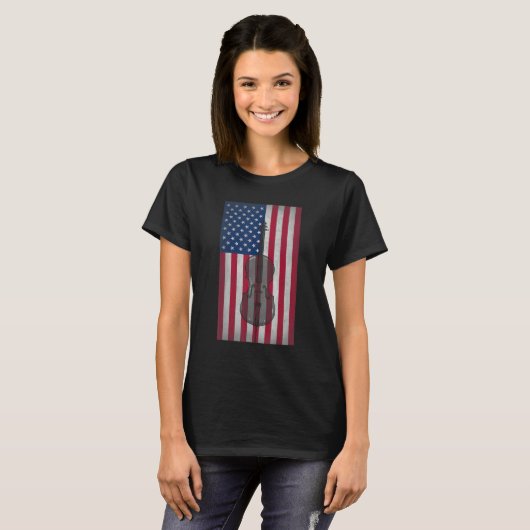 T-shirt American Flag Cello Player Patriotic 4th of July (Devant entier)