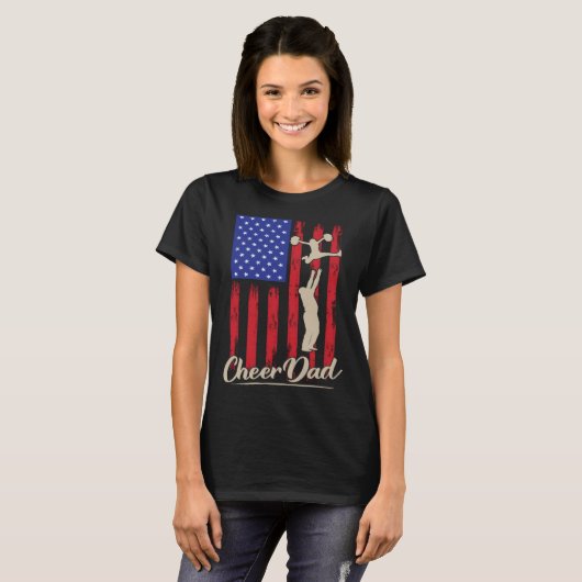 T-shirt American Flag Cheer Dad 4th of July Patriotic Prou (Devant entier)