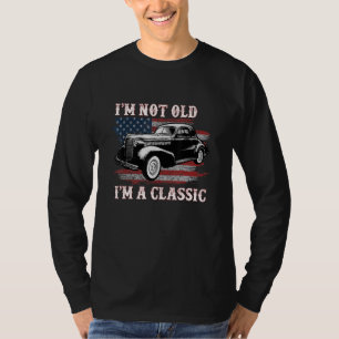 T-shirt American Flag Classic Car Distressed Je Ne Suis Pa