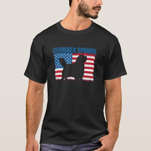 T-shirt American Flag Clumber Spaniel (Devant)