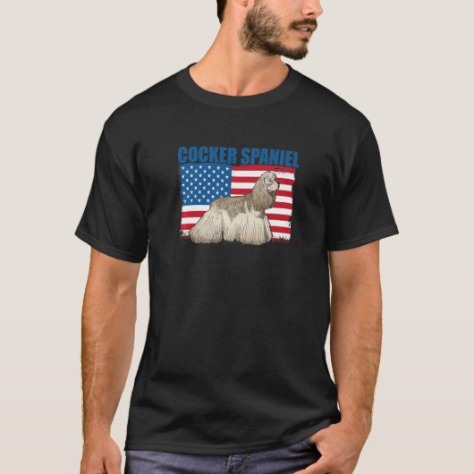 T-shirt American Flag Cocker Spaniel (Devant)