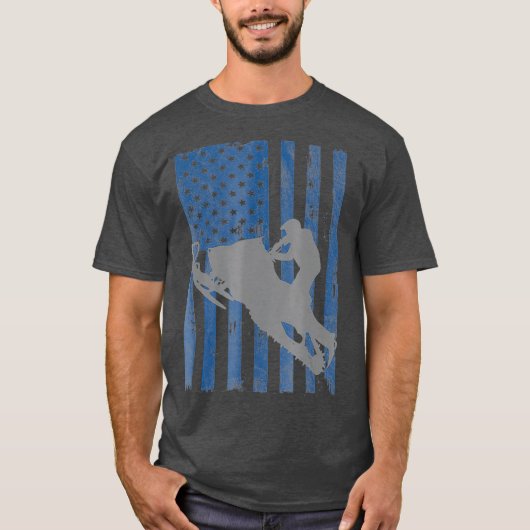 T-shirt American Flag Cool Snowmobile (Devant)