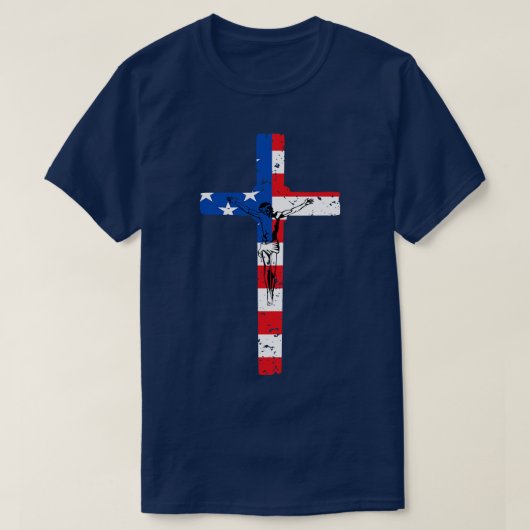 T-shirt American Flag Cross (Design devant)