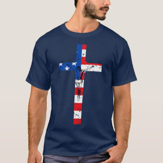 T-shirt American Flag Cross