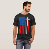 T-shirt American Flag Cross Christian Christianity Jesus  (Devant entier)