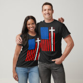 T-shirt American Flag Cross Christian Christianity Jesus  (Unisexe)