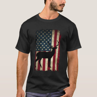 T-shirt American Flag Deer Hunter Chasse Boyfriend Buckwe