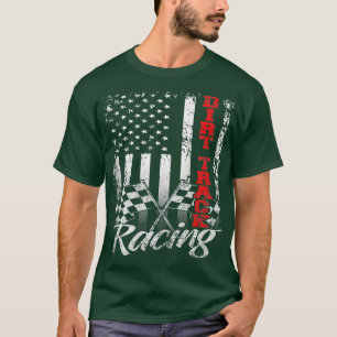 T-shirt American Flag Dirt Track Racing Voiture Vélo Pilot