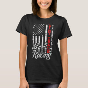 T-shirt American Flag Dirt Track Racing Voiture Vélo Pilot