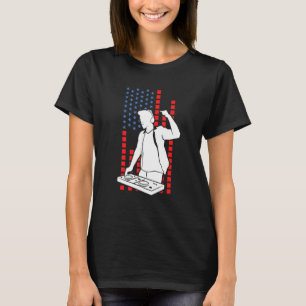 T-shirt American Flag Disque Jockey Patriotique Usa Dj