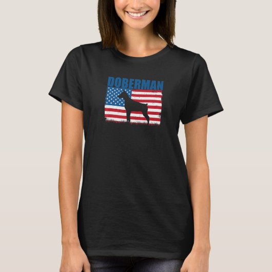T-shirt American Flag Doberman Premium (Devant)