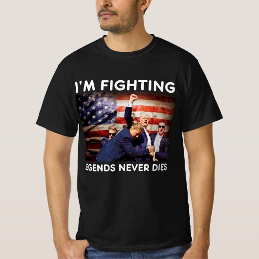 T-shirt American Flag Donald Trump Fighting Lover Support (Devant)
