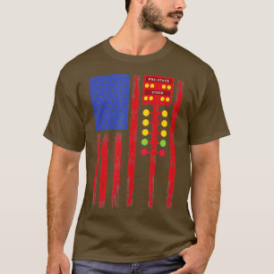 T-shirt American Flag Drag Racing Strip Free Light Dragste