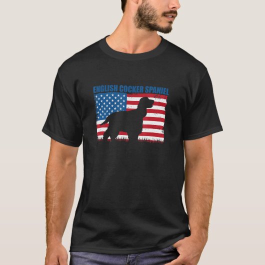 T-shirt American Flag English Cocker Spaniel (Devant)
