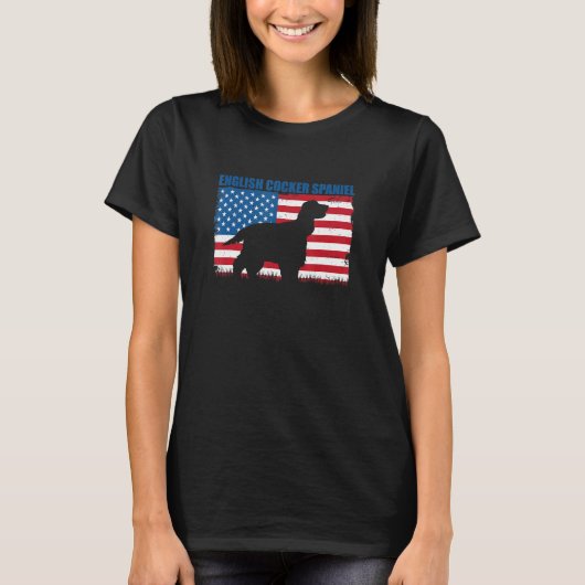 T-shirt American Flag English Cocker Spaniel (Devant)
