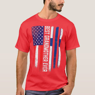 T-shirt American Flag & Finland Flag Best Grandmother Ever