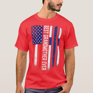 T-shirt American Flag & Finland Flag Best Grandmother Ever