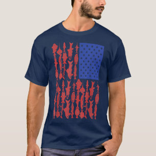 T-shirt American Flag Fishing Design