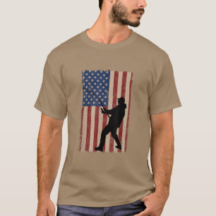 T-shirt American Flag Fishing Men Dad Vintage USA Flag 4th