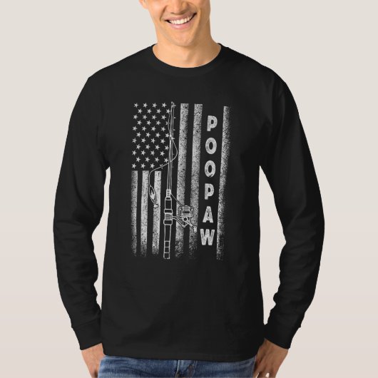 T-shirt American Flag Fishing Poopaw (Devant)