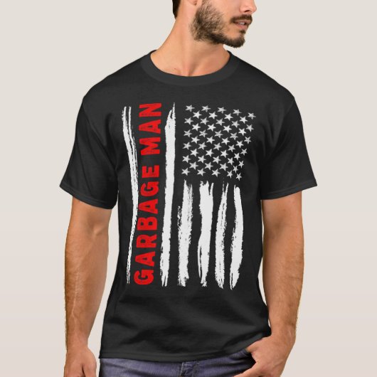 T-shirt American Flag Garbage Man US Flag (Devant)