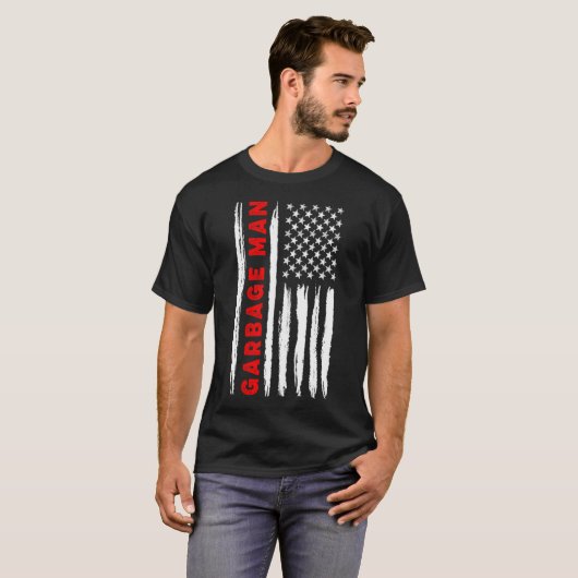 T-shirt American Flag Garbage Man US Flag (Devant entier)