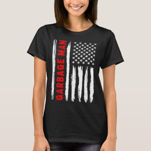 T-shirt American Flag Garbage Man US USA Flag (Devant)