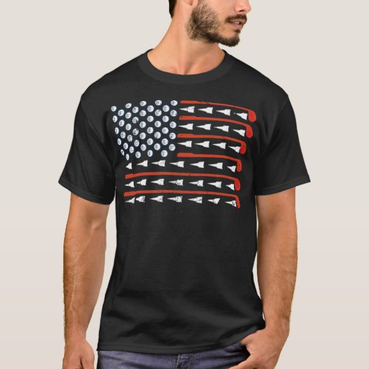 T-shirt American Flag Golf Funny Golf Club (Devant)